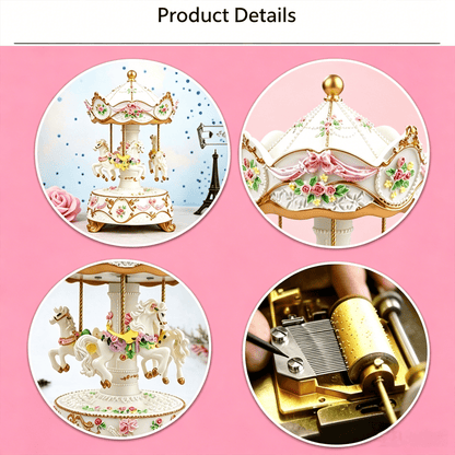 Celestial Serenade™ Rotating Carousel Music Box with LED Lights Castle in the Sky Music Box | Celestial Serenade | Gift & Desk Decor