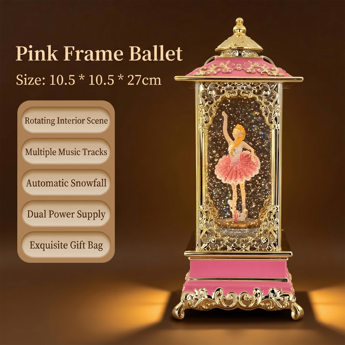 Celestial Serenade™ Rotating Snow Globe Lantern Music Box 【Gilded Carved Pattern】Lantern Couple Edition Music Box | Celestial Serenade | Gift & Desk Decor