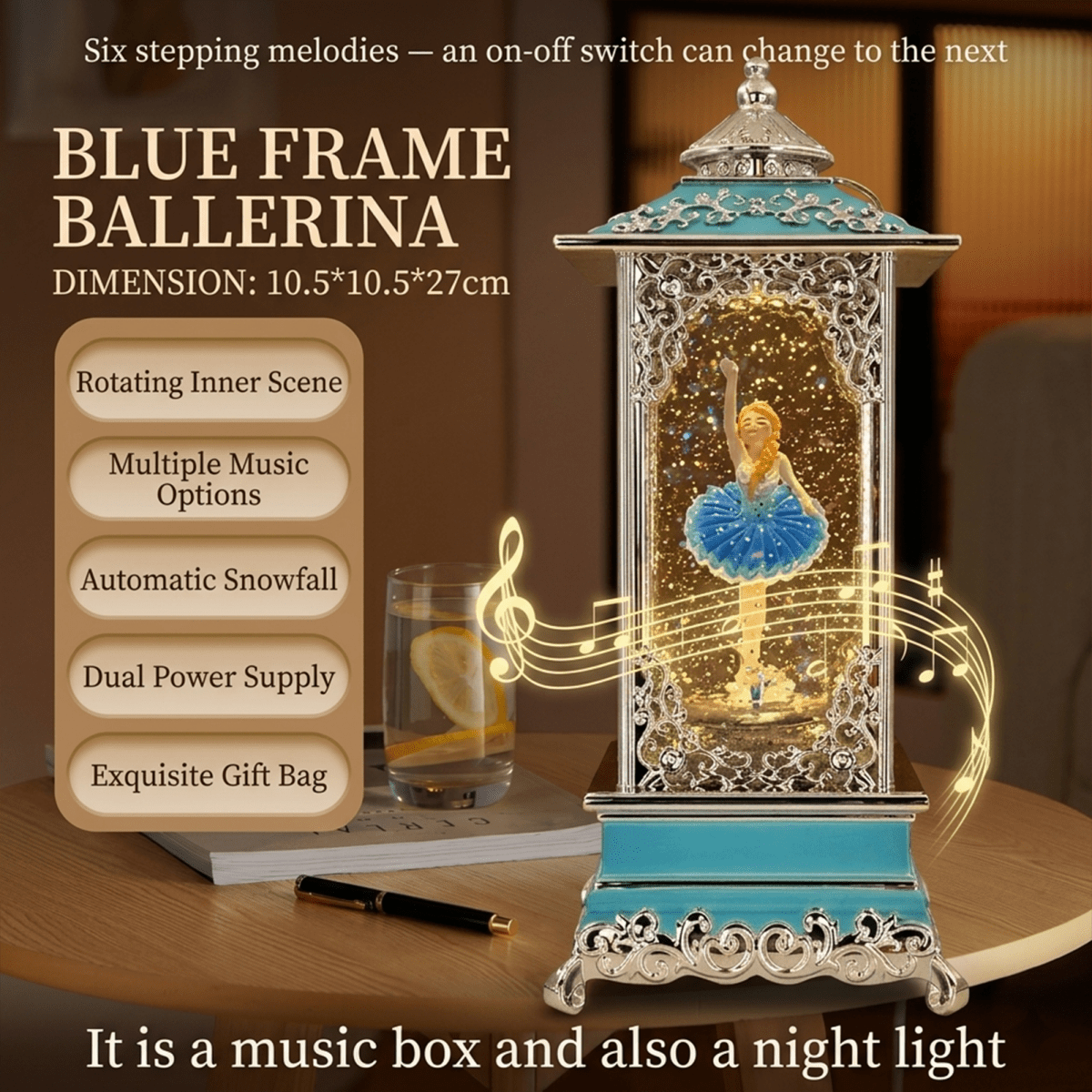 Celestial Serenade™ Rotating Snow Globe Lantern Music Box 【Gilded Carved Pattern】Lantern Couple Edition Music Box | Celestial Serenade | Gift & Desk Decor