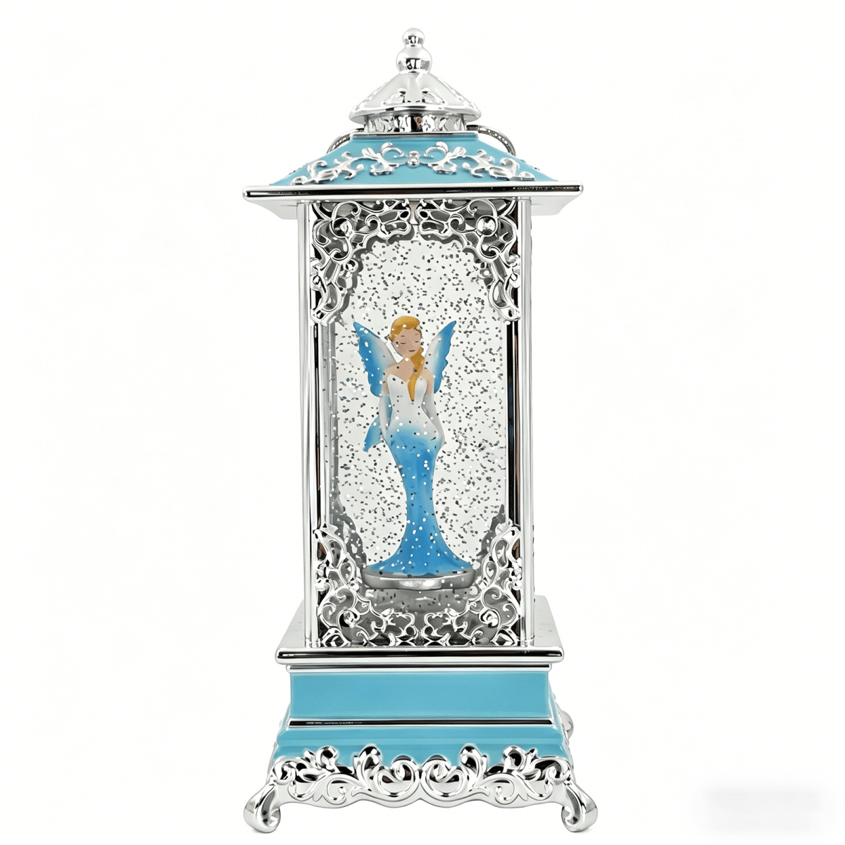 Celestial Serenade™ Rotating Snow Globe Lantern Music Box 【Silver Glow Carved Pattern】Lantern Flower Fairy Music Box | Celestial Serenade | Gift & Desk Decor