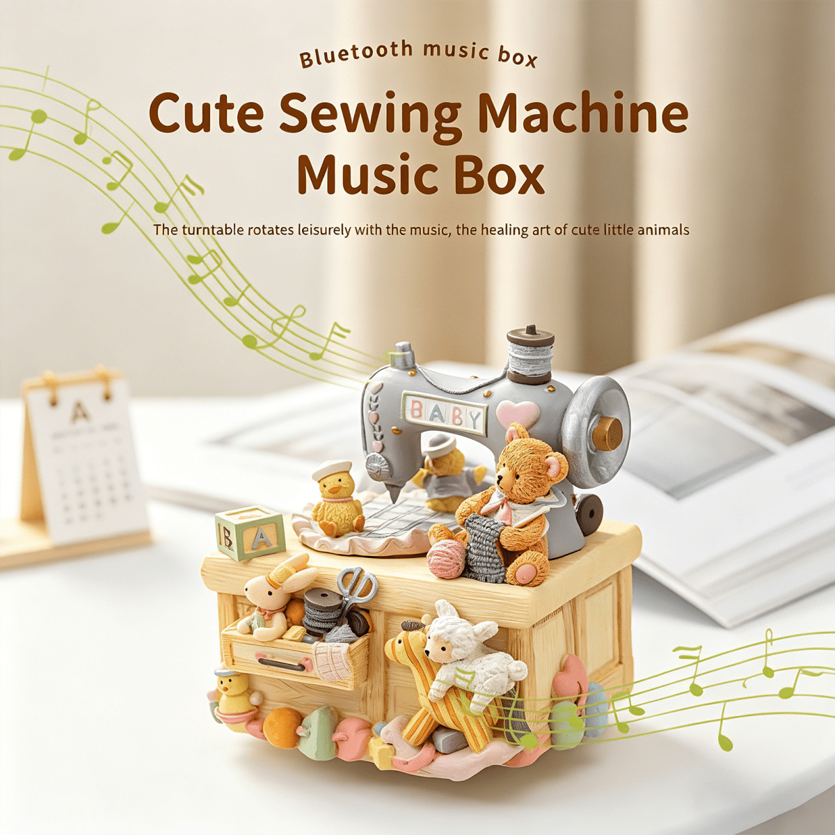 Celestial Serenade™ Sewing Machine Animal Music Box Premium Castle - Themed Gift Box Bluetooth Music Boxes | Celestial Serenade | Gift & Desk Decor