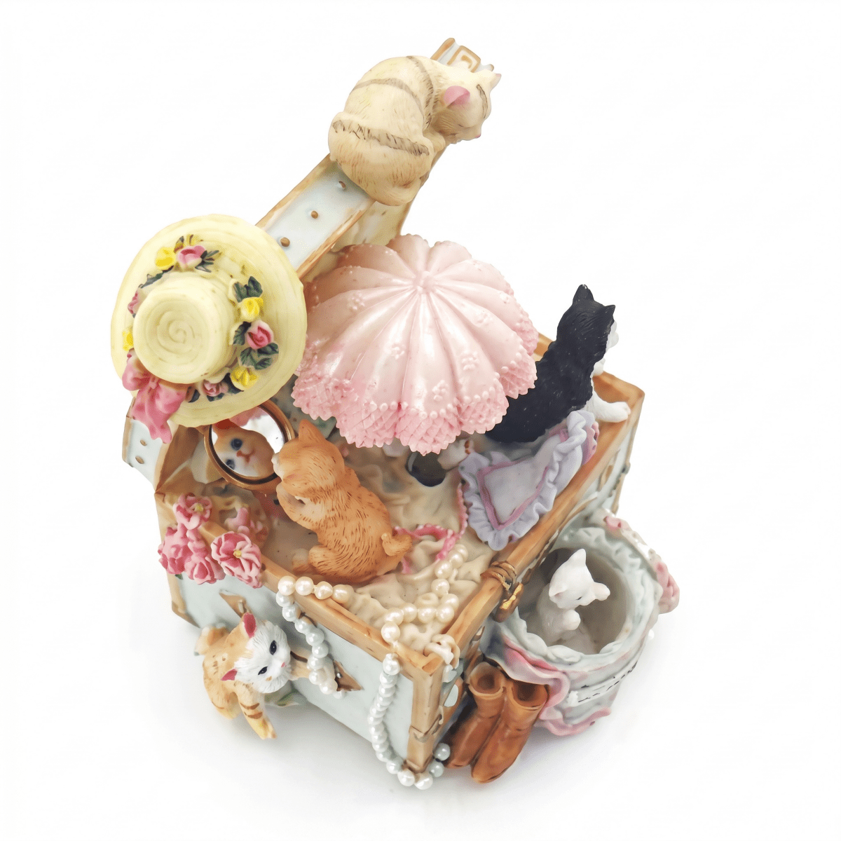 Celestial Serenade™ | Vintage Cat Suitcase Wind Up Music Box Music Box | Celestial Serenade | Gift & Desk Decor