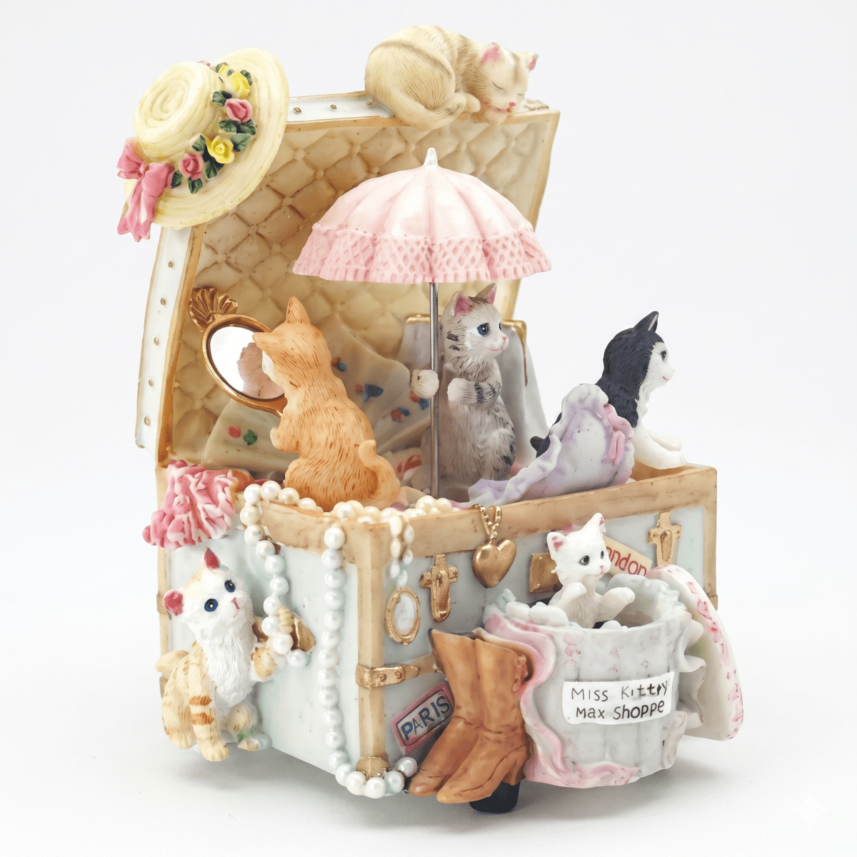 Celestial Serenade™ | Vintage Cat Suitcase Wind Up Music Box Music Box | Celestial Serenade | Gift & Desk Decor