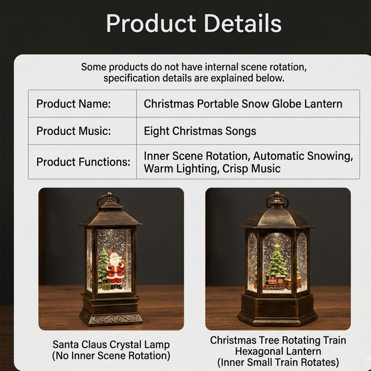 Celestial Serenade™ Vintage Christmas Musical Snow Globe Lantern Christmas Train Music Box | Celestial Serenade | Gift & Desk Decor