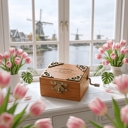 Celestial Serenade™ Vintage Hand - Crank Wooden Music Box 01. Castle in the Sky Music Box | Celestial Serenade | Gift & Desk Decor