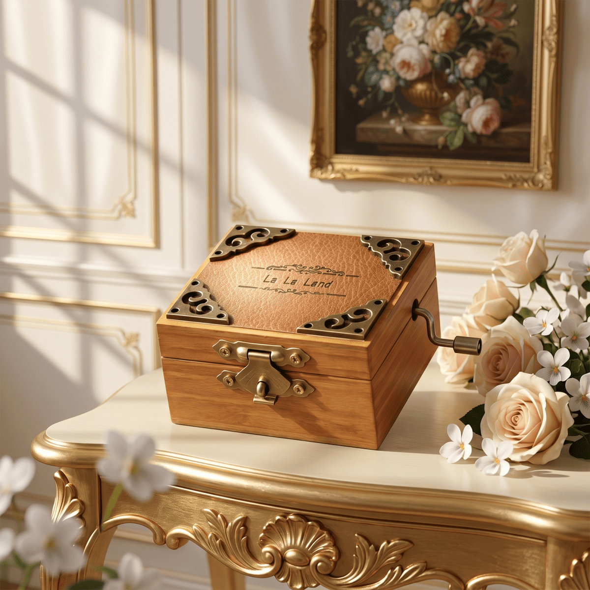Celestial Serenade™ Vintage Hand - Crank Wooden Music Box 01. Castle in the Sky Music Box | Celestial Serenade | Gift & Desk Decor