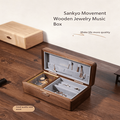 Celestial Serenade™ Wooden Jewelry Music Box Walnut Wood Music Box | Celestial Serenade | Gift & Desk Decor
