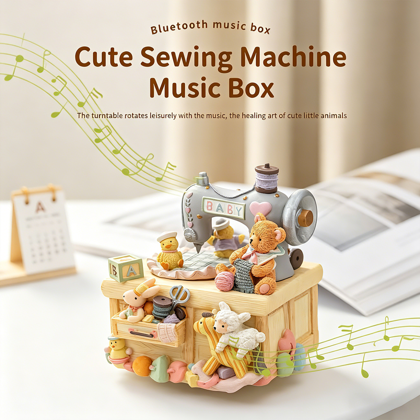 Celestial Serenade™ Sewing Machine Animal Music Box