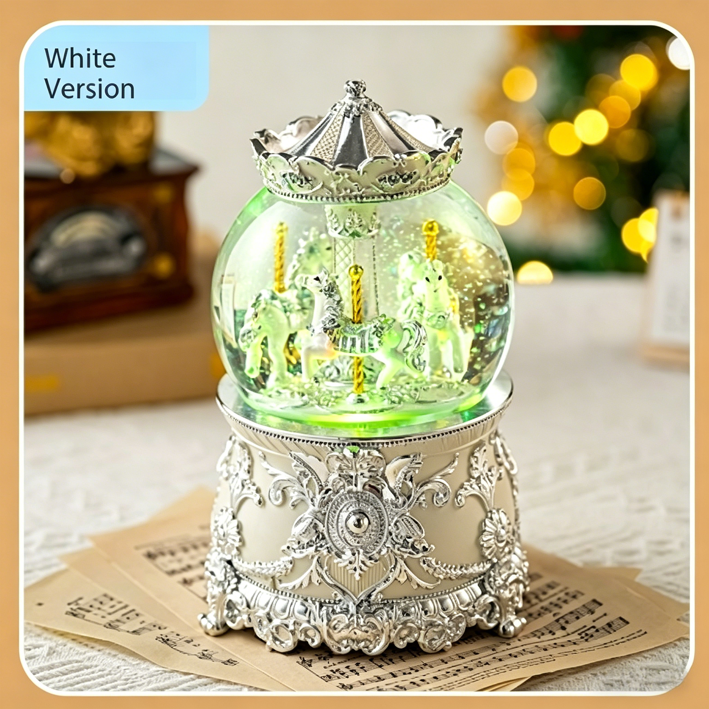 Celestial Serenade™ Bluetooth Carousel Snow Globe Music Box