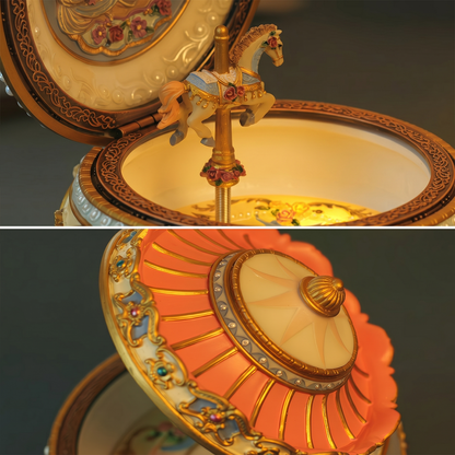 Celestial Serenade™ Rococo Carousel & Ballerina Music Box with LED Lights