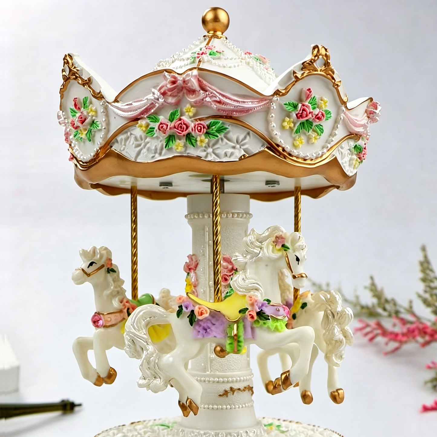 Celestial Serenade™ Rotating Carousel Music Box with LED Lights